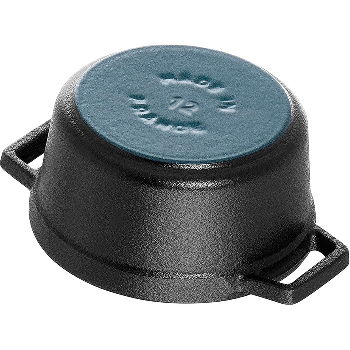 Чавунна каструля/кокотниця STAUB, кругла, 8,35 л, функція Ароматичний дощ для оптимального зволоження, для всіх типів варильних поверхонь, включаючи індукційну та духовку, (чорна, 12 см)