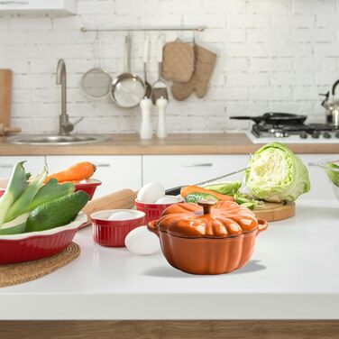 Емальована жаровня у формі гарбуза 1,5 л з кришкою, помаранчева SMELEYOU