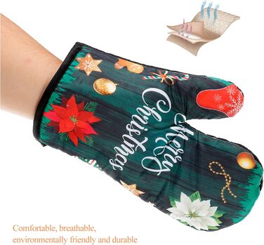 Різдвяний набір з 2 прихваток та 2 рукавичок для духовки, 4 предмети, зелений Beaupretty