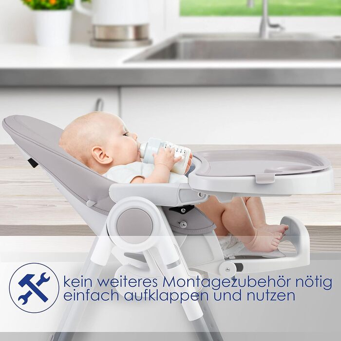 Детский стульчик для кормления от 6 месяцев светло-серыйKidiz