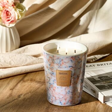 Ароматизована свічка M&SENSE велика Чорні ароматизовані свічки у склянці Ароматизована свічка з натурального соєвого воску Розслаблююча ароматерапія Подарунок для жінок та чоловіків, Різдво Час горіння 75 годин та 2 ґноти (соняшники, 990 г)