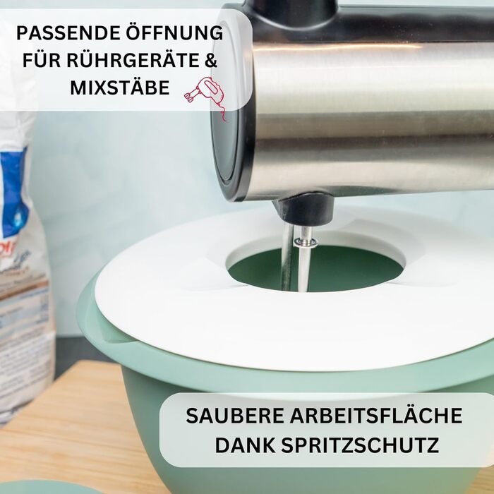 Миска для випічки 3,5 л - з носиком - кришка з двох частин,м'ятно-зелена/біла, з кришкою Vialex