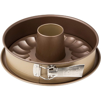 Форма для выпечки AA8Ø 26см MOJAVE GOLD, форма для выпечки с плоским и трубчатым дном из листовой стали, круглая форма для выпечки с антипригарным покрытием, армированным керамикой (цвет красное дерево/золото), количество 27 x 27 x 6,5 см, 7352