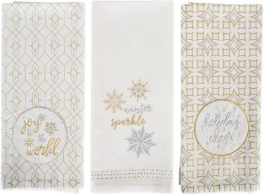 Набір декоративних кухонних рушників DII Різдвяні рушники, металеві, бавовняні, 18x28, 3 18x28&39 (18x28&39, зимовий блиск)
