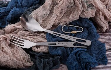 Безмежна подорож Титановий посуд Кемпінговий ніж і виделка Ложка Домашнє використання Набір столових приборів для подорожей для кемпінгу (Ti1559BQ)