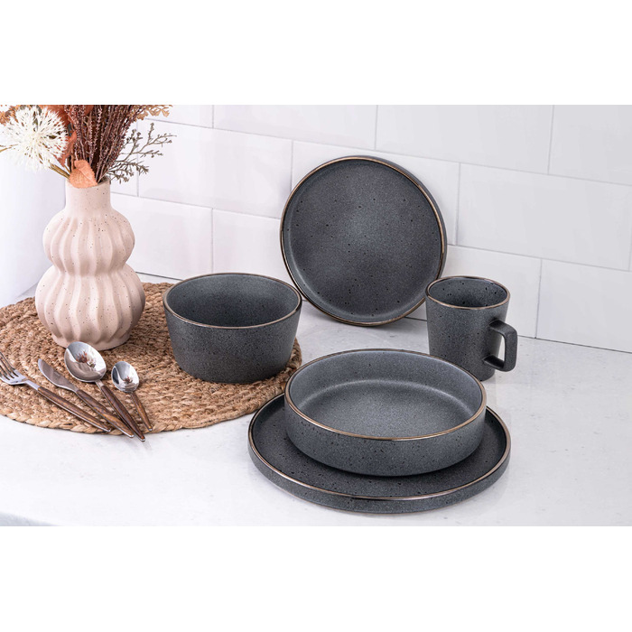 Тарілка десертна Ardesto Fasano, 19.6см, кераміка, сірий темний