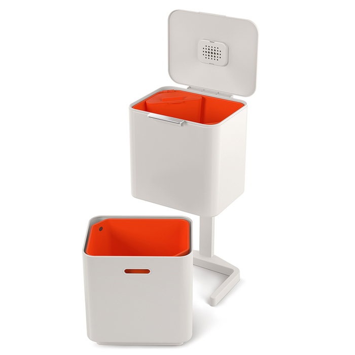 Контейнер для сміття з двома баками 60 л білий Totem Compact Joseph Joseph