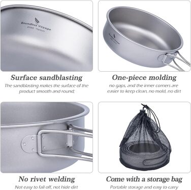 Титановые кастрюли со складной ручкой Ti1096T Boundless Voyage