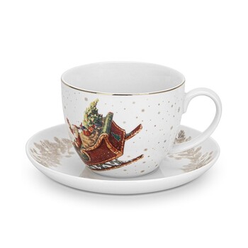 Кружка Fissman CHRISTMAS 400 мл с блюдцем фарфора (14022)