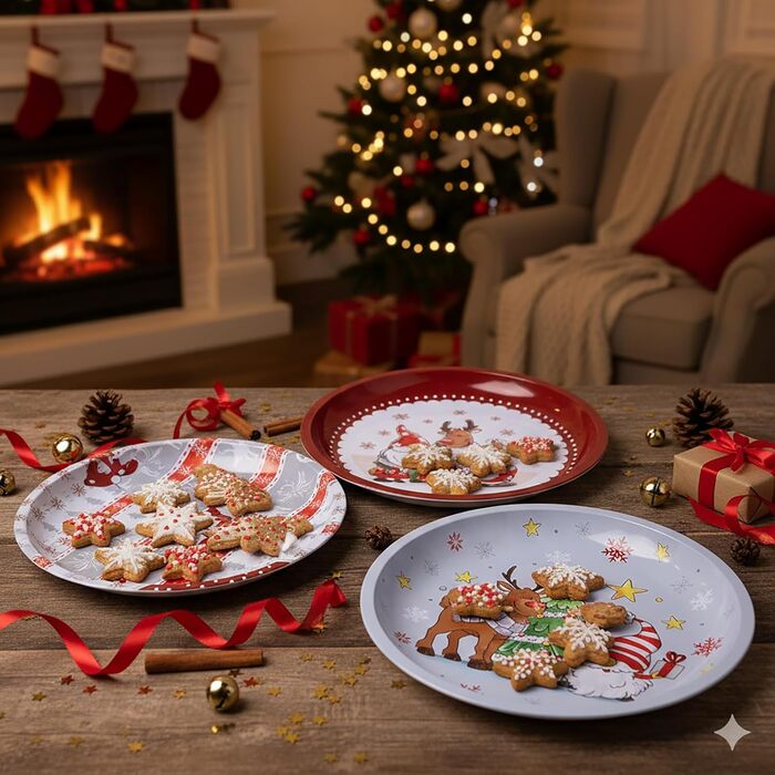 Банки для цукерок KAMACA 1,2 л Набір із 6 банок для цукерок з кришками Герметичний диспенсер для зберігання, придатний для миття в посудомийній машині, у вінтажному стилі для солодощів, кукурудзяних пластівців, печива та іншого (Набір із 3 різдвяних тісте