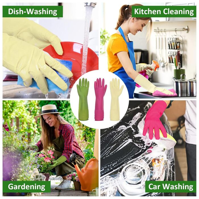 Перчатки для мытья посуды 3 пары 38 см WATUNID