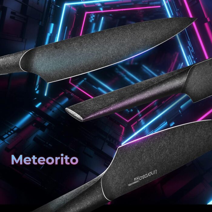 Кухонный нож Острый нож для мяса профессионально выкованный из импортной высокоуглеродистой нержавеющей стали с красивым магнитным держателем для ножей - метеорит (нож шеф-повара в стиле метеорита), 7 Santoku Knife