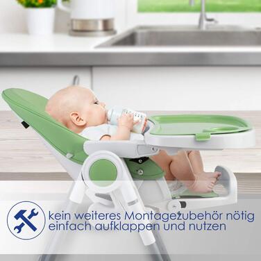 Дитячий стільчик для годування від 6 місяців зелений Kidiz