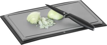 Пластиковая разделочная доска WMF Touch 32 x 20 см, Разделочная доска с канавкой для сока, Доска для разделки мяса, Удобная разделочная доска для лезвий, (Черная, комплект с мерным стаканчиком)