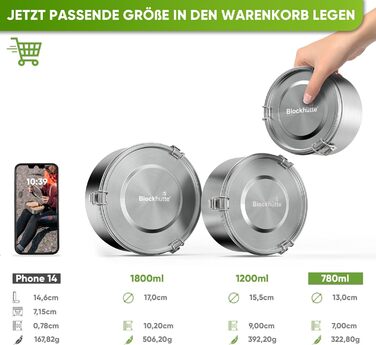 Ланч-бокс для дітей 780 мл металевий, круглий Blockhütte