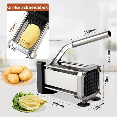 Професійний апарат для нарізки картоплі фрі з 2 змінними лезами Anatole