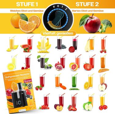 Соковижималка KESSER для фруктів та овочів з нержавіючої сталі 1100 Вт великий завантажувальний отвір 85 мм з щіткою для чищення та контейнером для соку 3 режими швидкості, соковижималка, сріблястий (чорний / сріблястий)