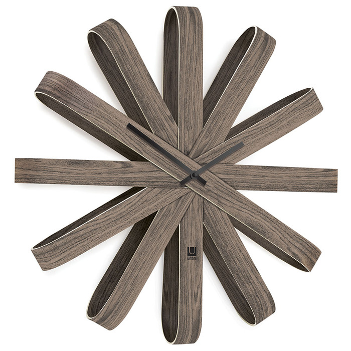 Годинники настінні ribbonwood великі зістарений горіх Umbra