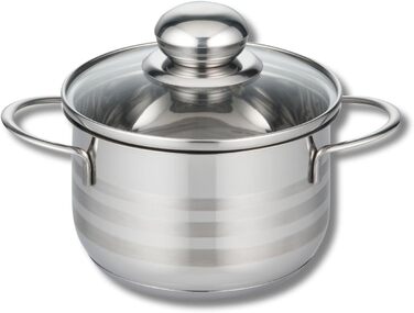 Каструля 1,1 л з нержавіючої сталі  зі скляною кришкою 14 см Brillant ELO