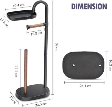 Держатель бумаги APEXCHASER,Держатель для туалетной бумаги,Отдельно стоящий держатель для туалетной бумаги,Держатель для туалетной бумаги с лотком без сверления,Деревянный держатель для туалетной бумаги,Сменный держатель рулона из нержавеющей стали для ту