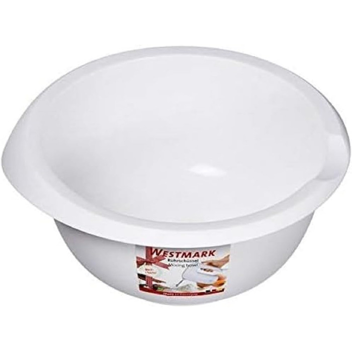 Миска для випічки Westmark 3,5 л - з носиком - кришка з двох частин - миска для змішування без бісфенолу А, нековзна та придатна для миття в посудомийній машині (червона/біла) (біла, без кришки)