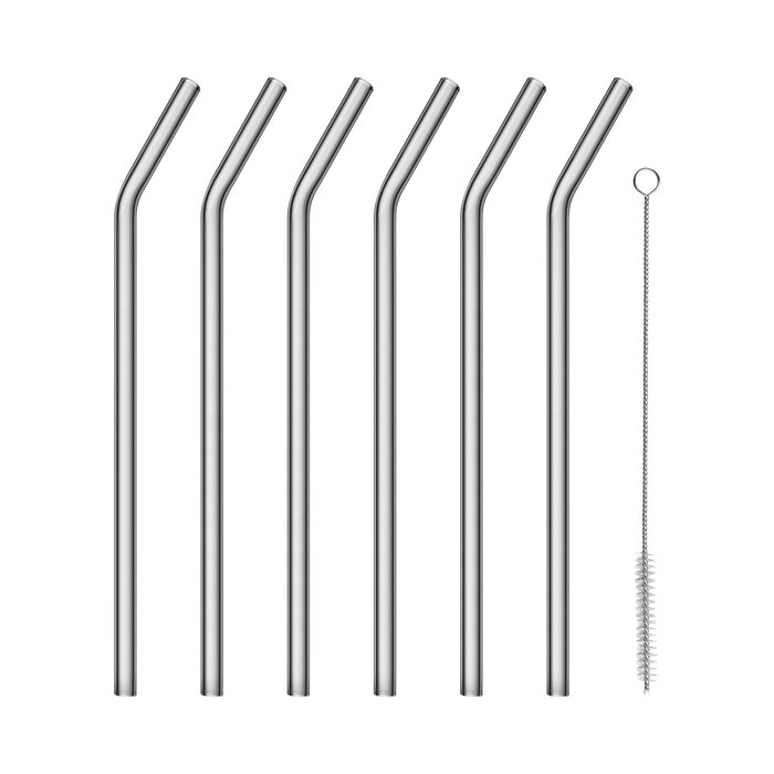 Набір скляних соломинок для пиття зі щіткою 23 см, 7 предметів сірий Sala Blomus