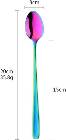 Набір з 8 довгих десертних ложок 20 см, нержавіюча сталь, різнокольоровий SBOMHS