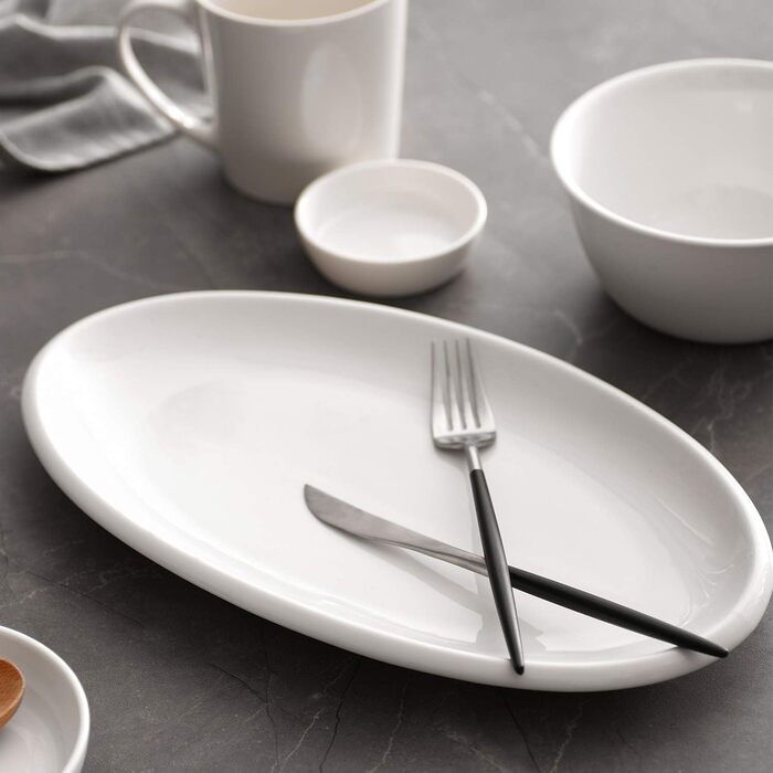 Тарілка овальна 35,6 см, набір 2 предмети, біла Dowan