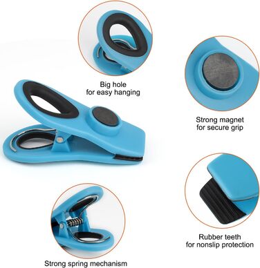 Набір прищіпок-затискачів із магнітом, різнокольорові 12 шт TACGEA