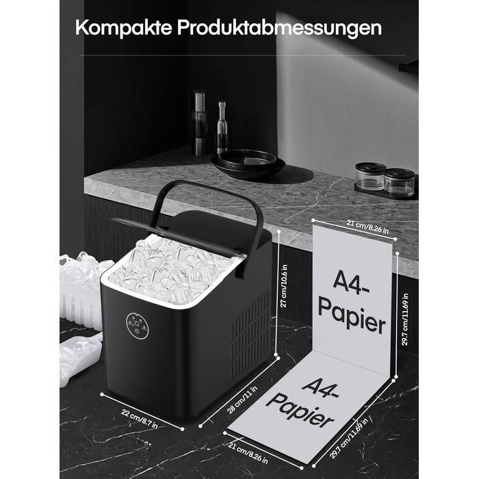 Льодогенератор 1,5 л 120 Вт чорний FOHERE