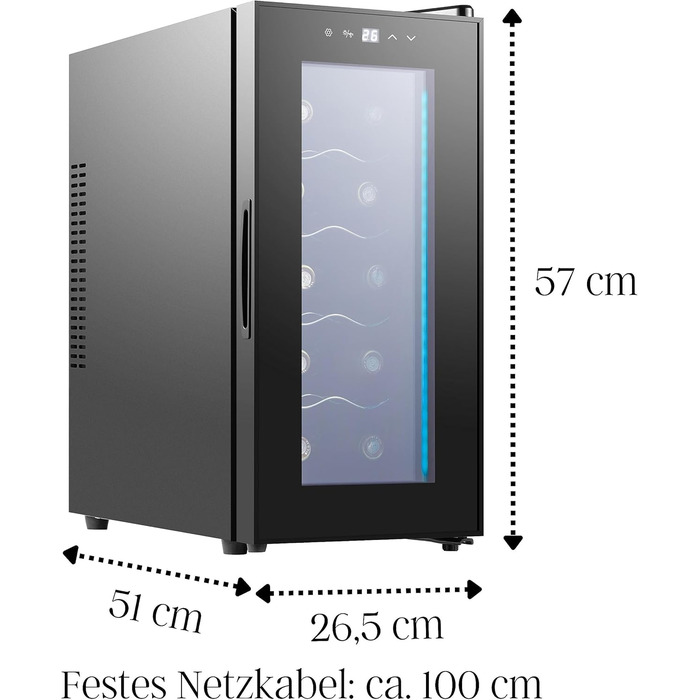 Винний холодильник зі світлодіодним освітленням до 10 пляшок Echos