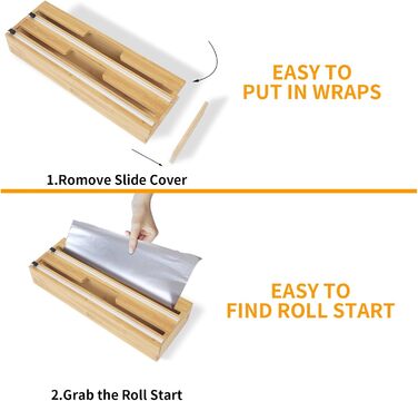 Диспенсер для рулонов фольги 38 см двойной, бамбук DOSYEN