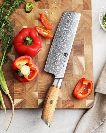 Кухарський ніж накірі 18,2 см, дамаська сталь XINZUO