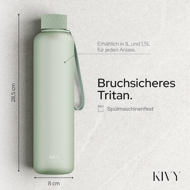 Бутылка для воды 1 л тритановая, светло-зеленая KIVY