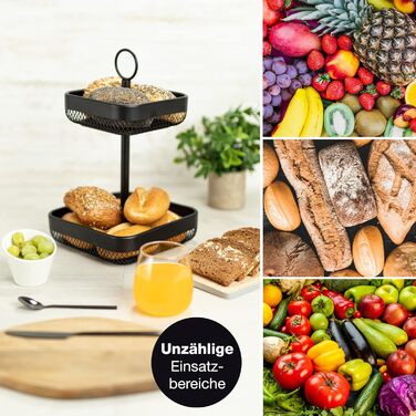 Подставка для фруктового торта Black Metal - Подставка для торта с корзиной с фруктами Black - Подставка для торта с фруктовой вазой Black Black Square