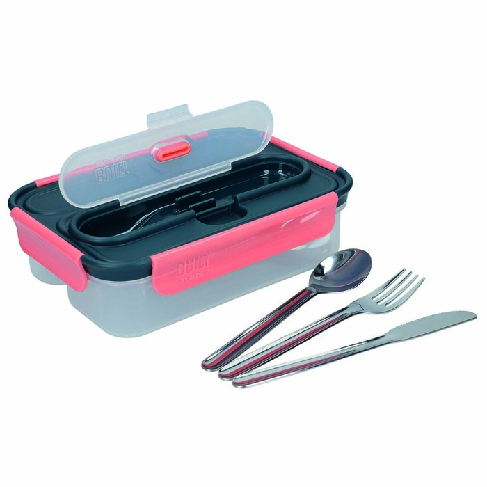 Ланч-бокс Built Tropic зі столовими приладами, тризонний, 23,5 х 17 см, 1050 мл