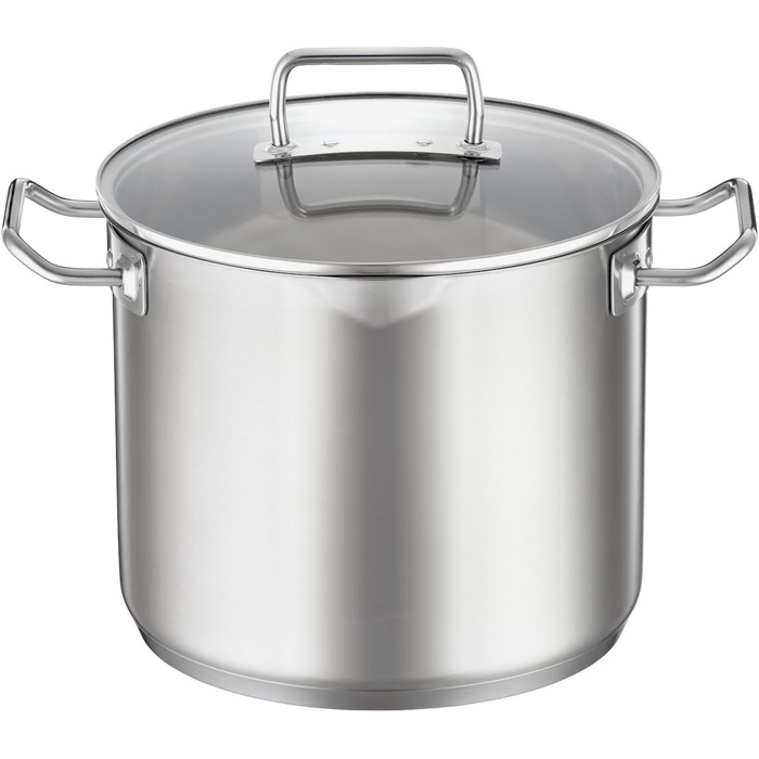 Форма для запікання RSLE EXPERTISO, універсальна ємність для приготування їжі з нержавіючої сталі 18/10, скляна кришка, внутрішня вага, підходить для індукційних плит, можна мити в посудомийній машині, срібляста (24 см, каструля для овочів та супу)