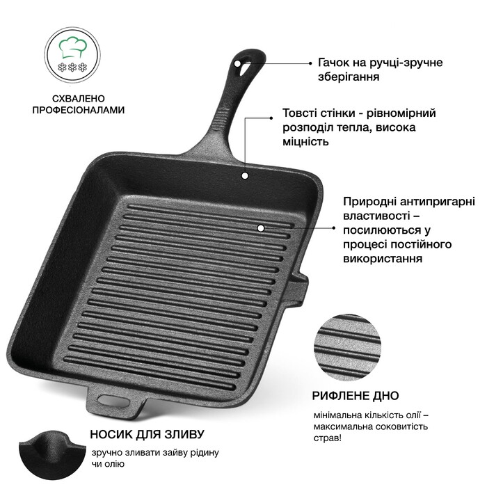 Квадратна пательня-гриль Fissman 26x4,5 см (4070)