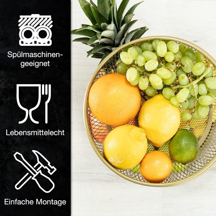 Подставка для фруктового торта Металл - Корзина с фруктами Подставка для торта - Подставка для торта с фруктовой чашей (золотая, круглая)