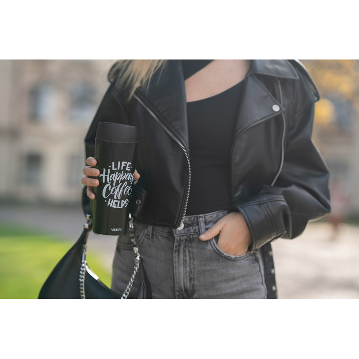 ARDESTO Термокухоль Coffee Time 450 мл, нержавіюча сталь, чорний