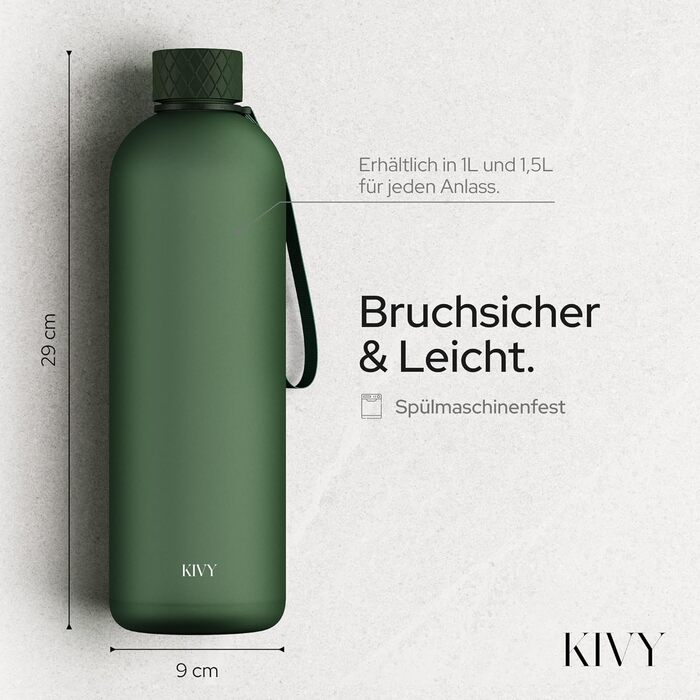 Бутылка для воды 1,5 л тритановая, зеленая ель KIVY