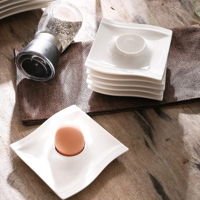 Серія FLORA, набір порцелянових креманки для каш з 6 предметів, миска для рису 450 мл, закусочна миска, десертна миска для салату, супів, рамен, фруктів і т.д. 13,5x13,5x5,4 см (білий, 12 шт. (упаковка 1))