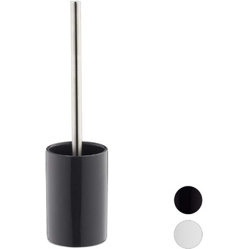 Керамічний тримач для туалетної щітки Relaxdays із щіткою для унітазу, змінна насадка для щітки, окремо стоїть, 36 см, білий