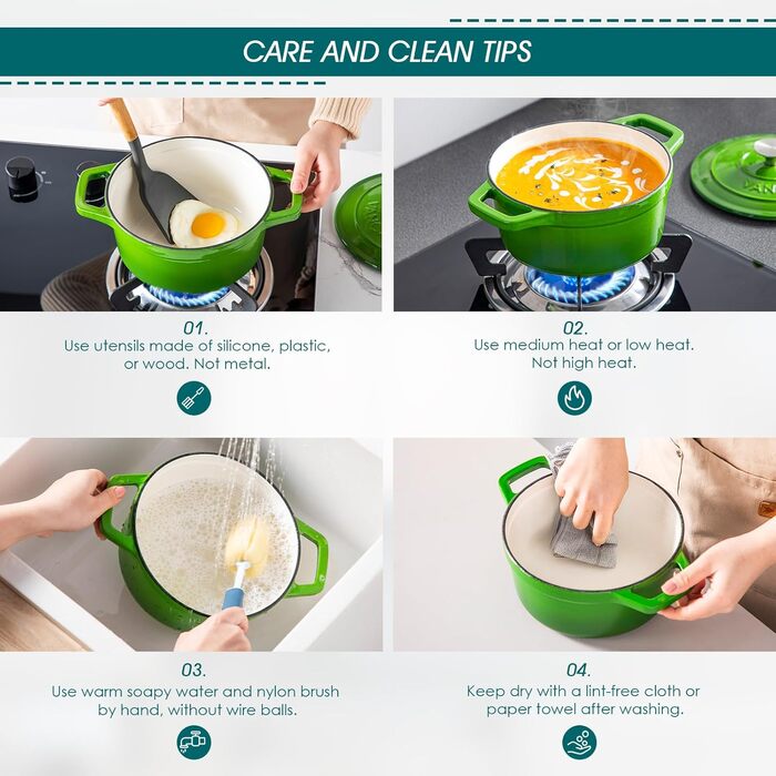 Чавунна сковорода Vancasso, чавунна каструля з кришкою, емальоване покриття об&39ємом 5 л, індукційна каструля, каструля, чавунна сковорода для всіх типів плит, підходить для індукції, кругла, кремово-біла, 5 л біла (зелена, 20 см)