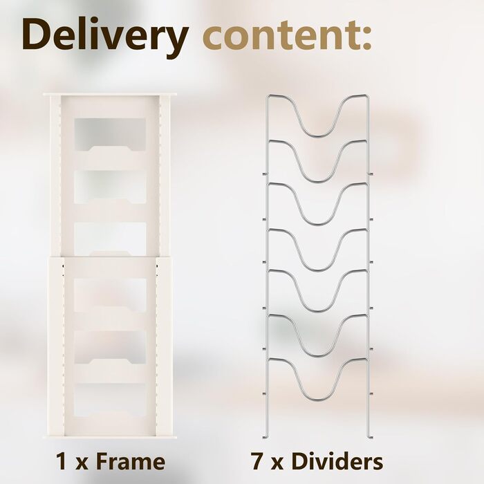 Підставка для посуду розсувна 56 x 20,4 см, на 7 відділень, біла Anhow