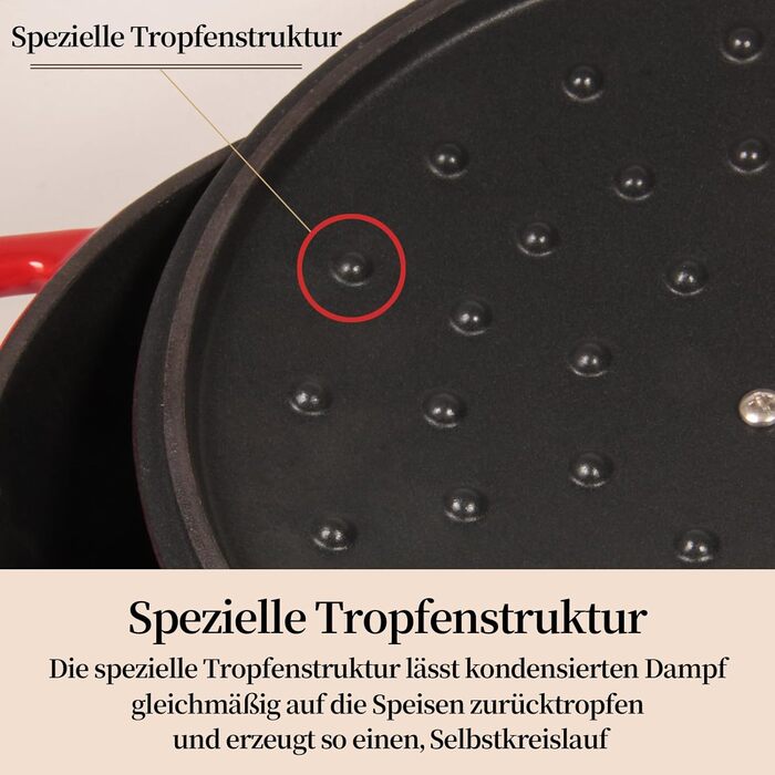 Чавунна форма для запікання 24 см, емальована з кришкою, включаючи 1 пару силіконових рукавиць Nilpferd