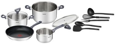 Набор посуды Tefal Daily Cook, 11 предметов, нержавеющая сталь. сталь