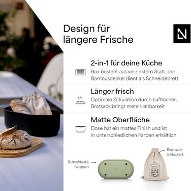 Хлібниця з бамбуковою  кришкою 35 x 19,5 x 13,5 см шавлієво-зелений LARS NYSØM