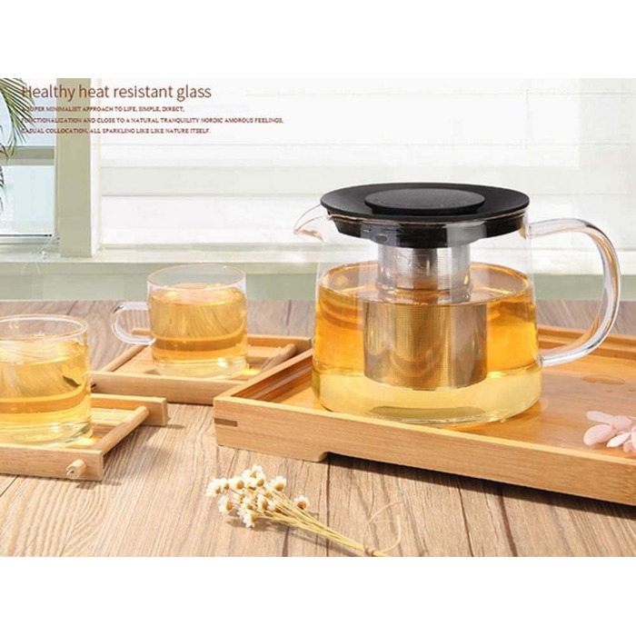 Чайник заварочный стеклянный 1,5 л с фильтром для чая Tebery