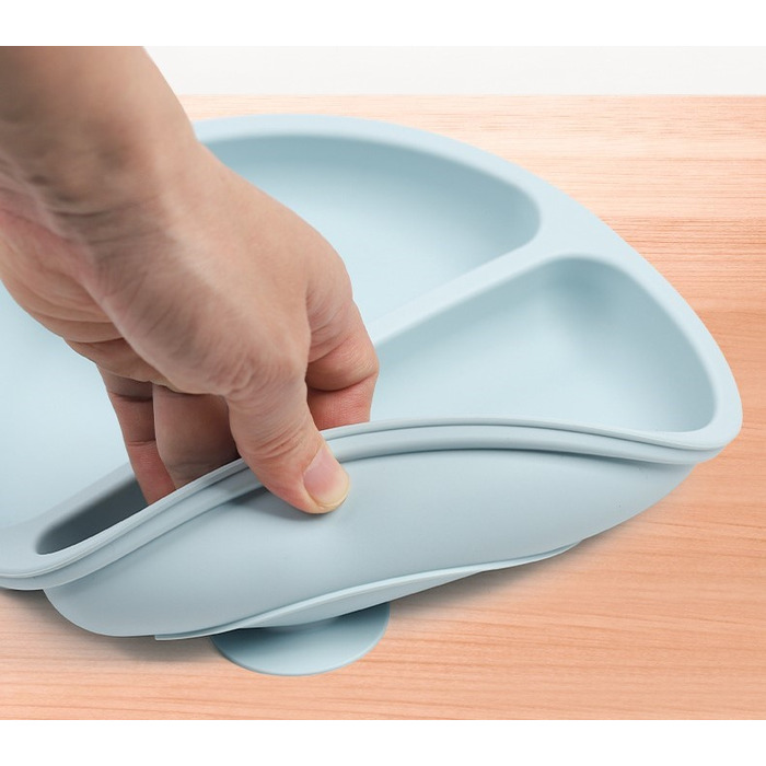 Набір дитячого посуду із силікону 9 предметів, сірий Hoidokly